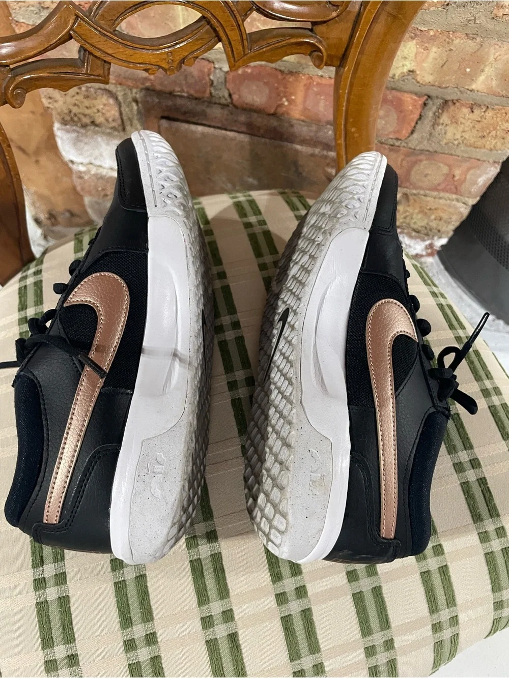 Nike Women’s Court Lite - Black Sneakers with Metallic Rose Swoosh